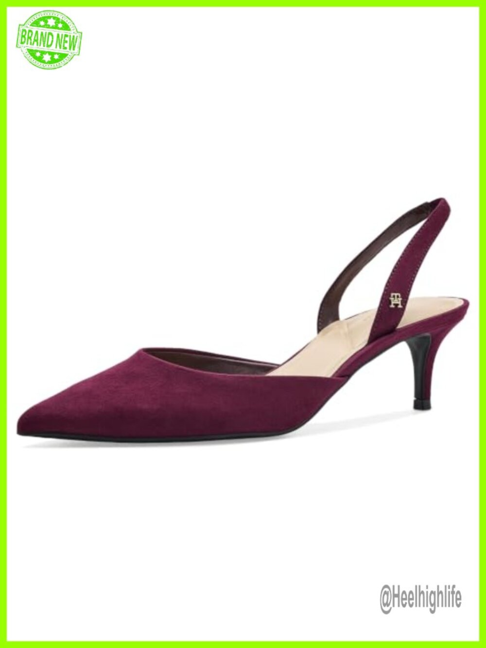 Faux Suede Slingback Kitten Heel Pointed Toe Pump Semi Formal Party Shoe